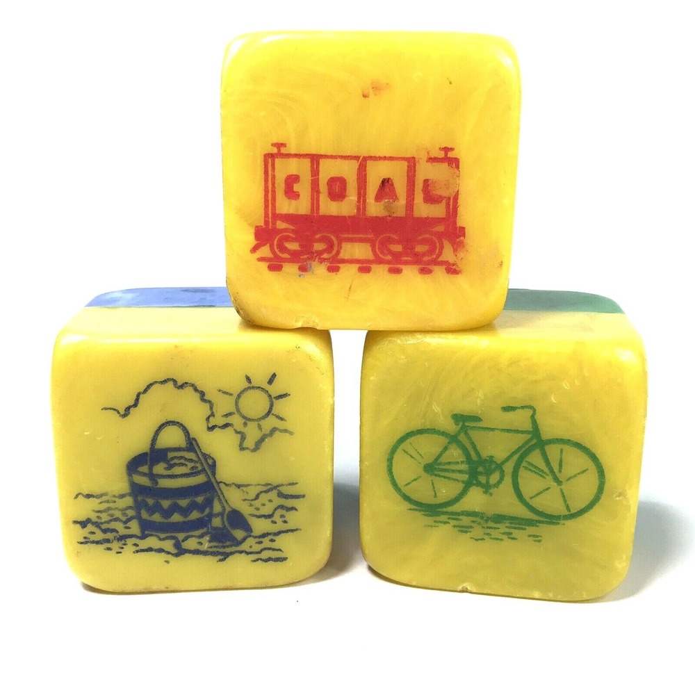 Vintage 1950's Large Plastic Baby Blocks w/Bells that Ring Inside RARE - Picture 4 of 12